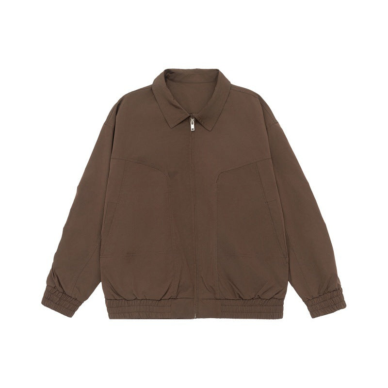 Solid Color Deconstructed Patchwork Basic Loose Versatile Workwear Jacket