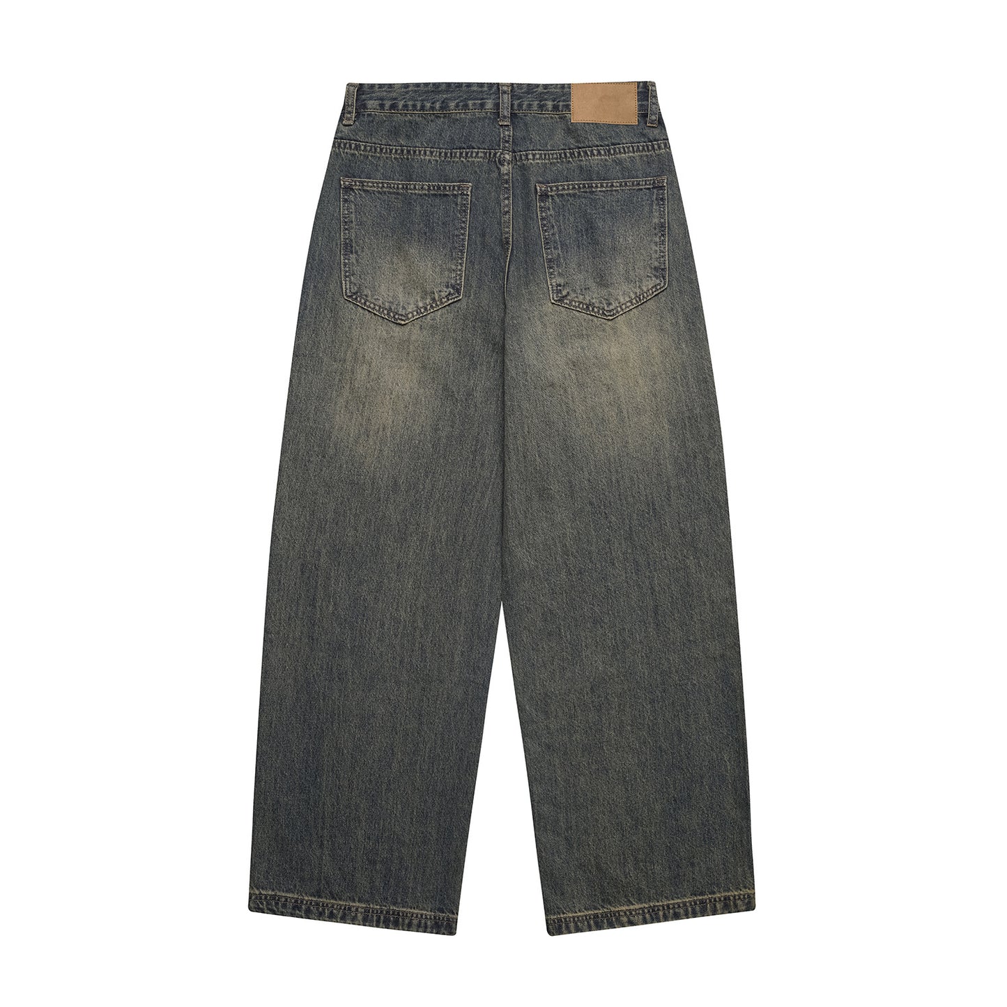 Distressed Denim Wide Leg Pants Loose Fit Long Trousers