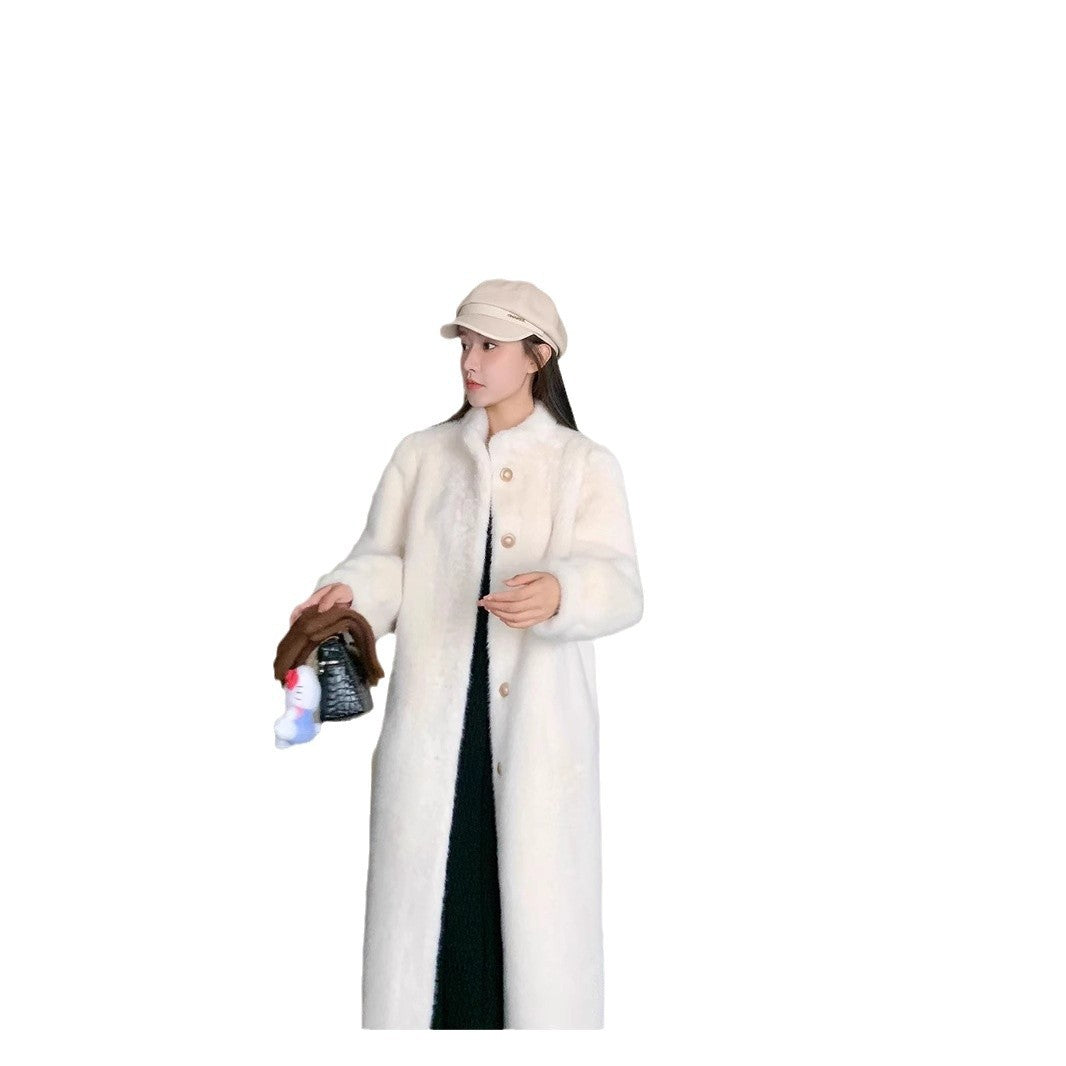 Fur coat women's imitation mink plush coat women's fur one-piece long style