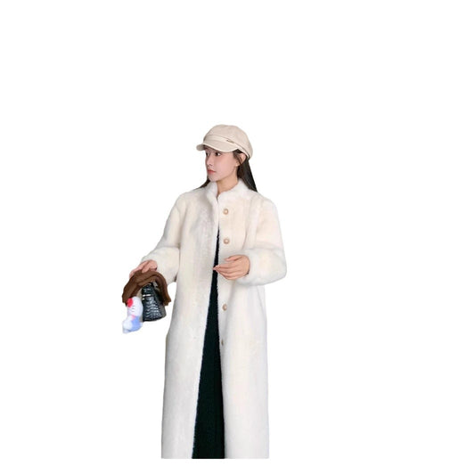 Fur coat women's imitation mink plush coat women's fur one-piece long style