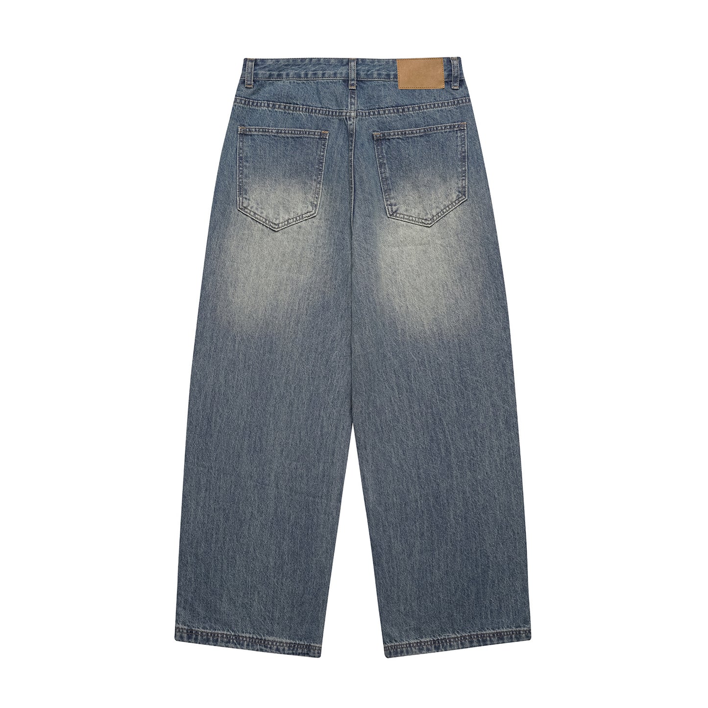 Distressed Denim Wide Leg Pants Loose Fit Long Trousers