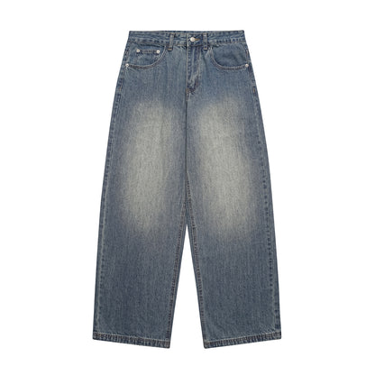 Distressed Denim Wide Leg Pants Loose Fit Long Trousers