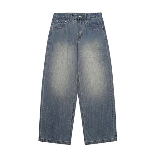 Distressed Denim Wide Leg Pants Loose Fit Long Trousers