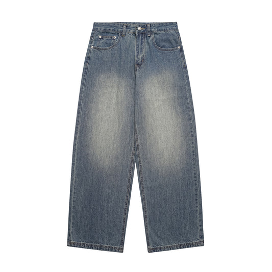 Distressed Denim Wide Leg Pants Loose Fit Long Trousers