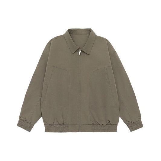 Solid Color Deconstructed Patchwork Basic Loose Versatile Workwear Jacket